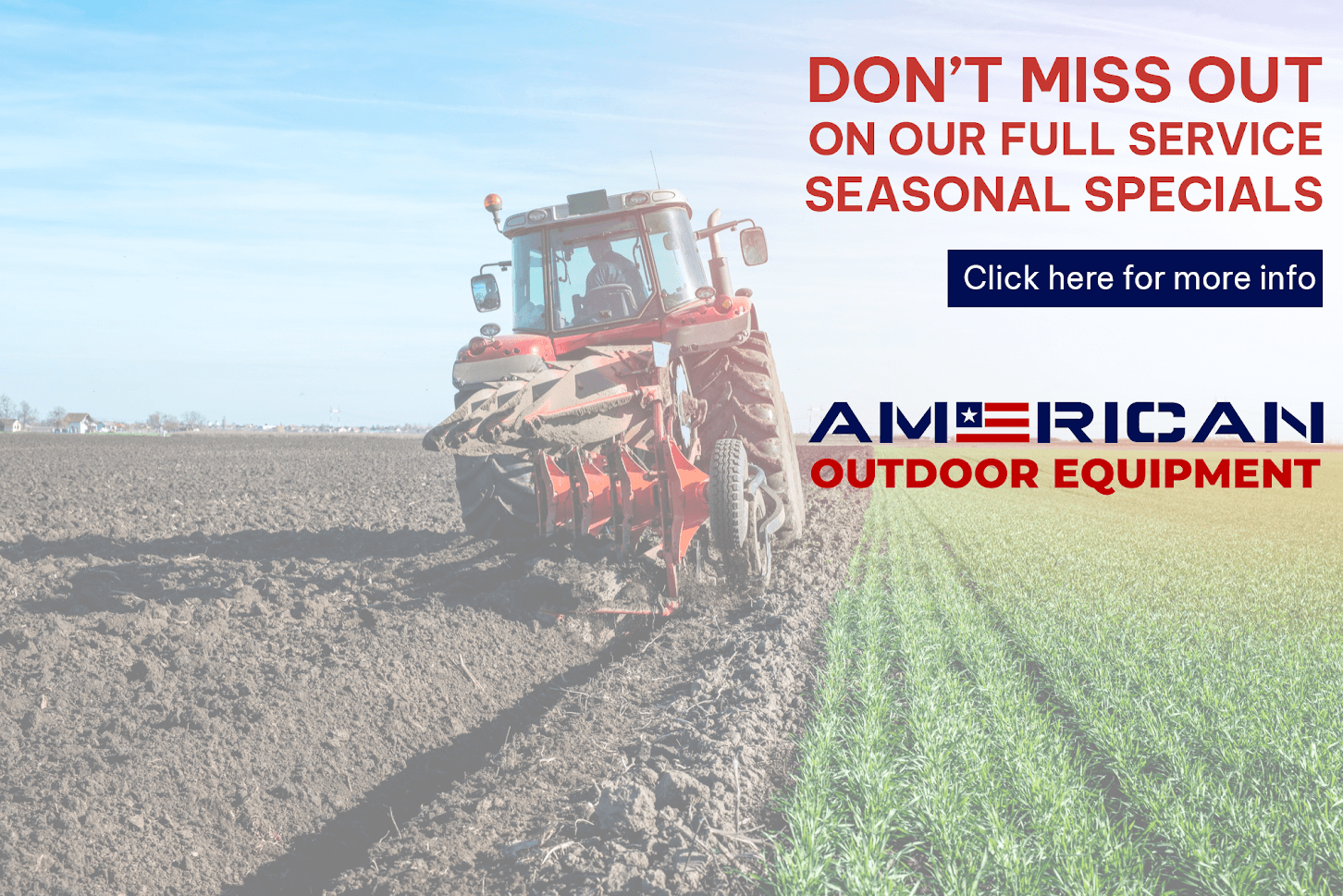 Seasonal special promo with tractor in background